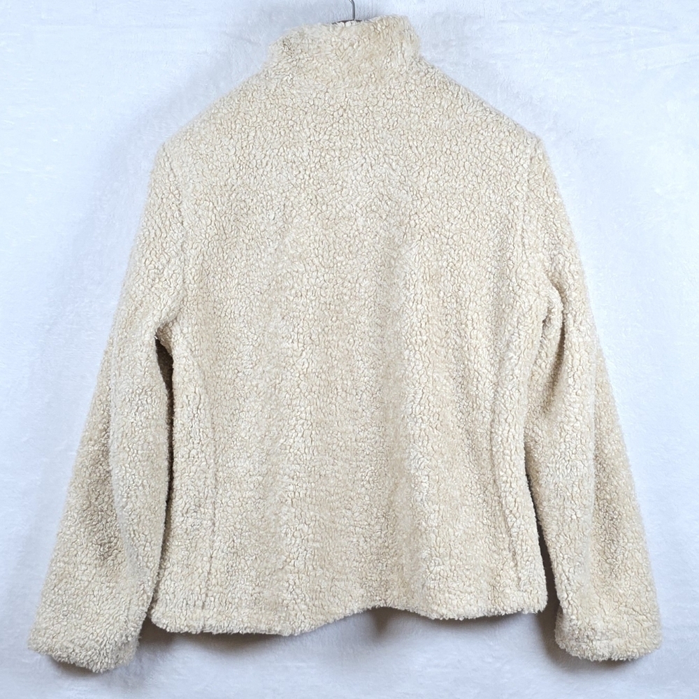 Pendleton Sherpa Jacket Deep Pile Fleece Full Zip Pocket Plaid Detail Women M - Picture 4 of 12